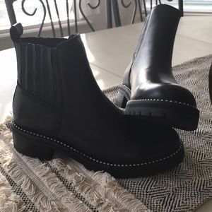Black leather boots